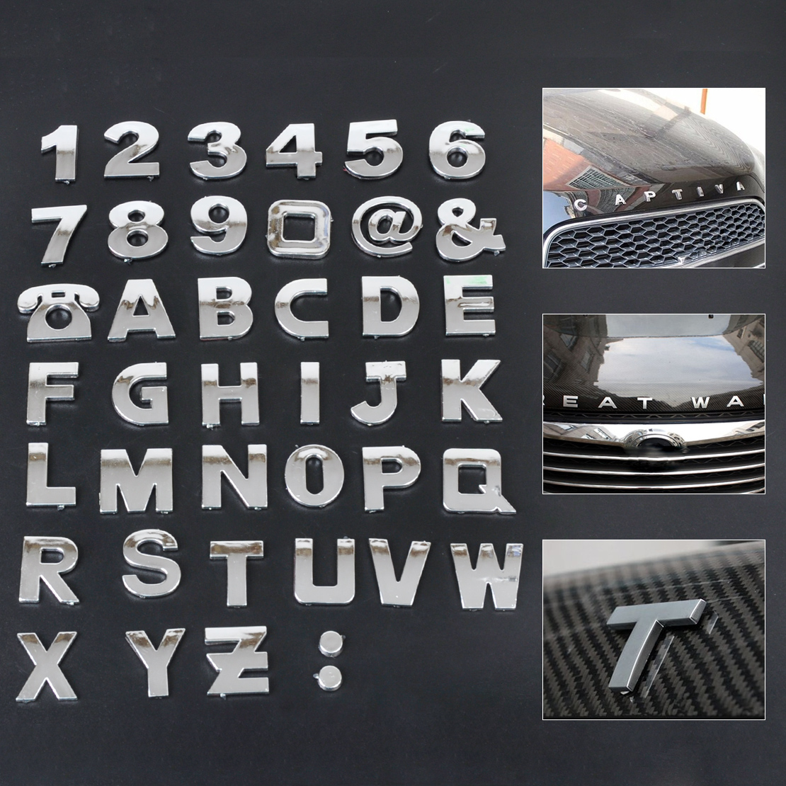 40x 3d Diy Metallic Alphabet Number Stickers Car Emblem Letter Badge