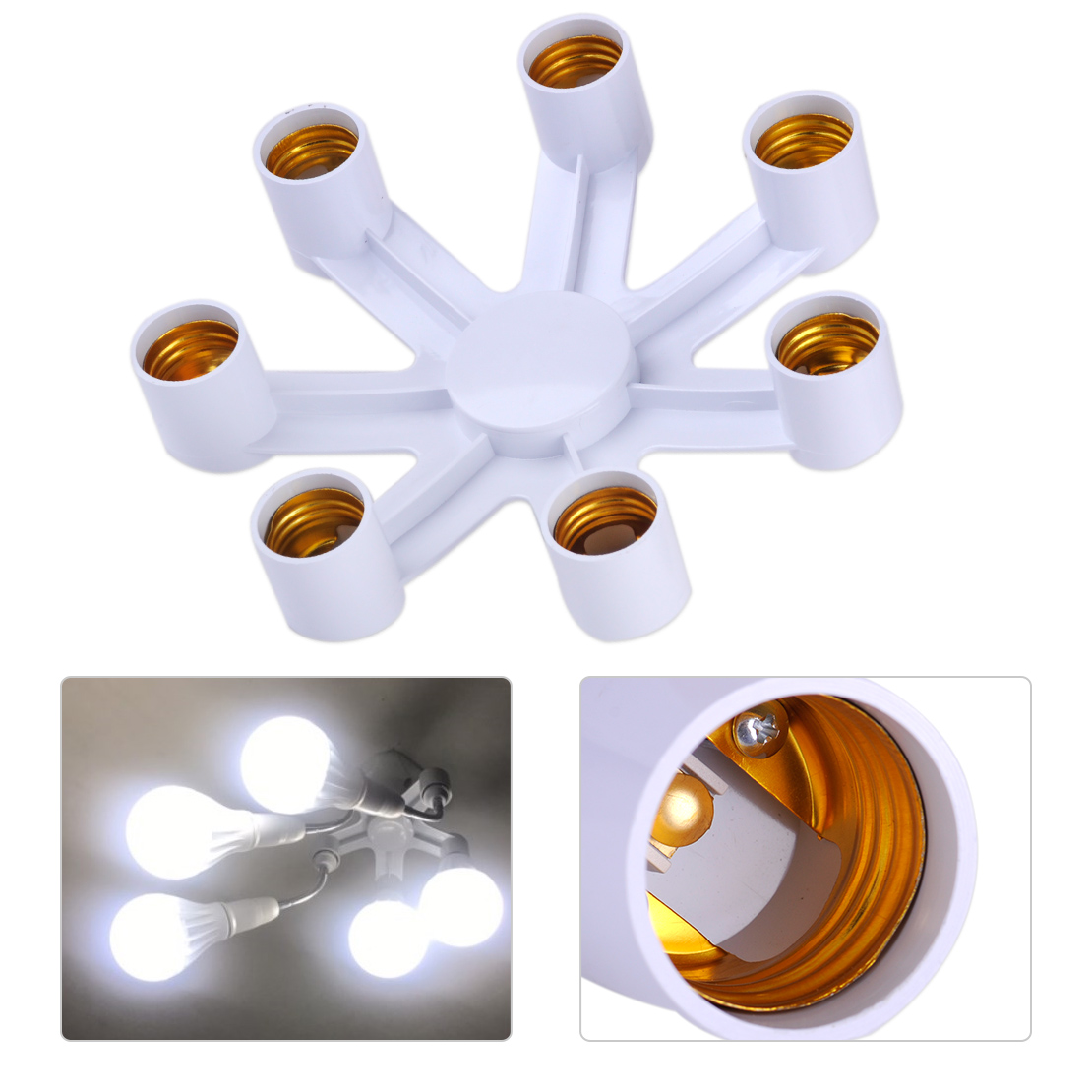 1 To 7 E27 Bulb Base Socket Light Lamp Adapter Socket Splitter Holder Converter!