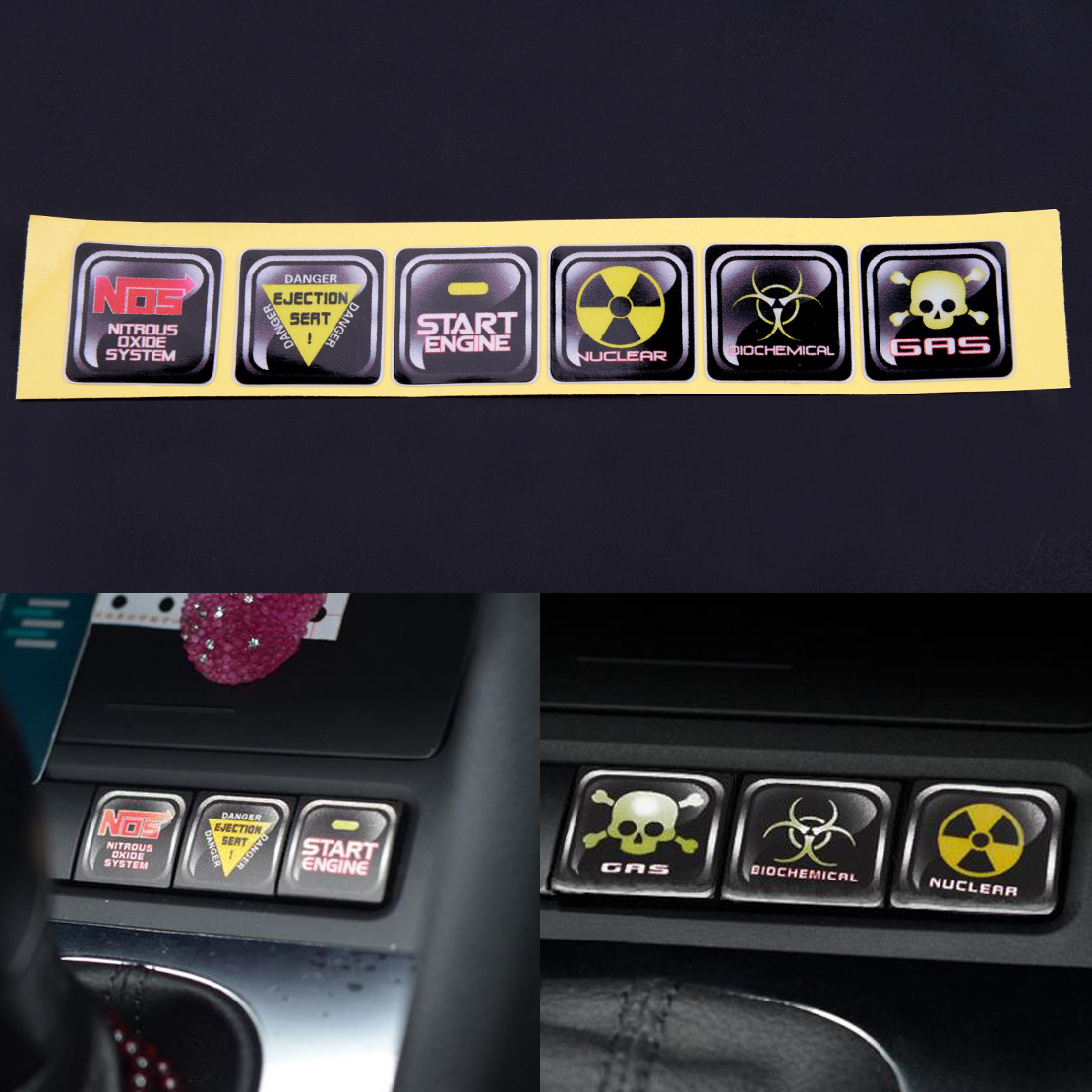 Details About 6pcs Cool Funny Car Interior Panel Console Button Switch Decal Vinyl Sticker New
