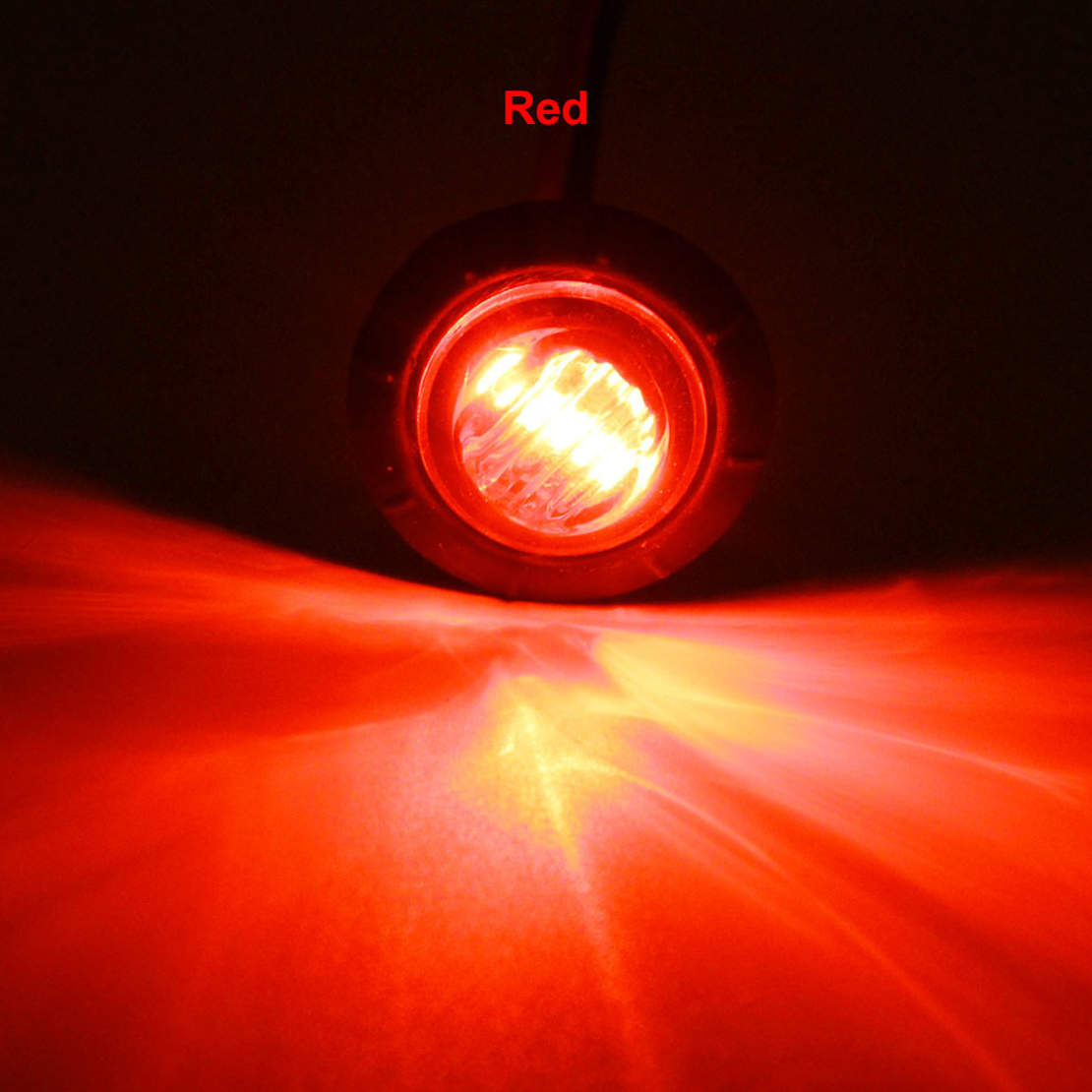 thumbnail image 2 of 20-Pack 3/4” Amber/Red LED Side Marker Lights – Round Button Lamp For Truck Trailer 12V, Stainless Bezel 2 of 5