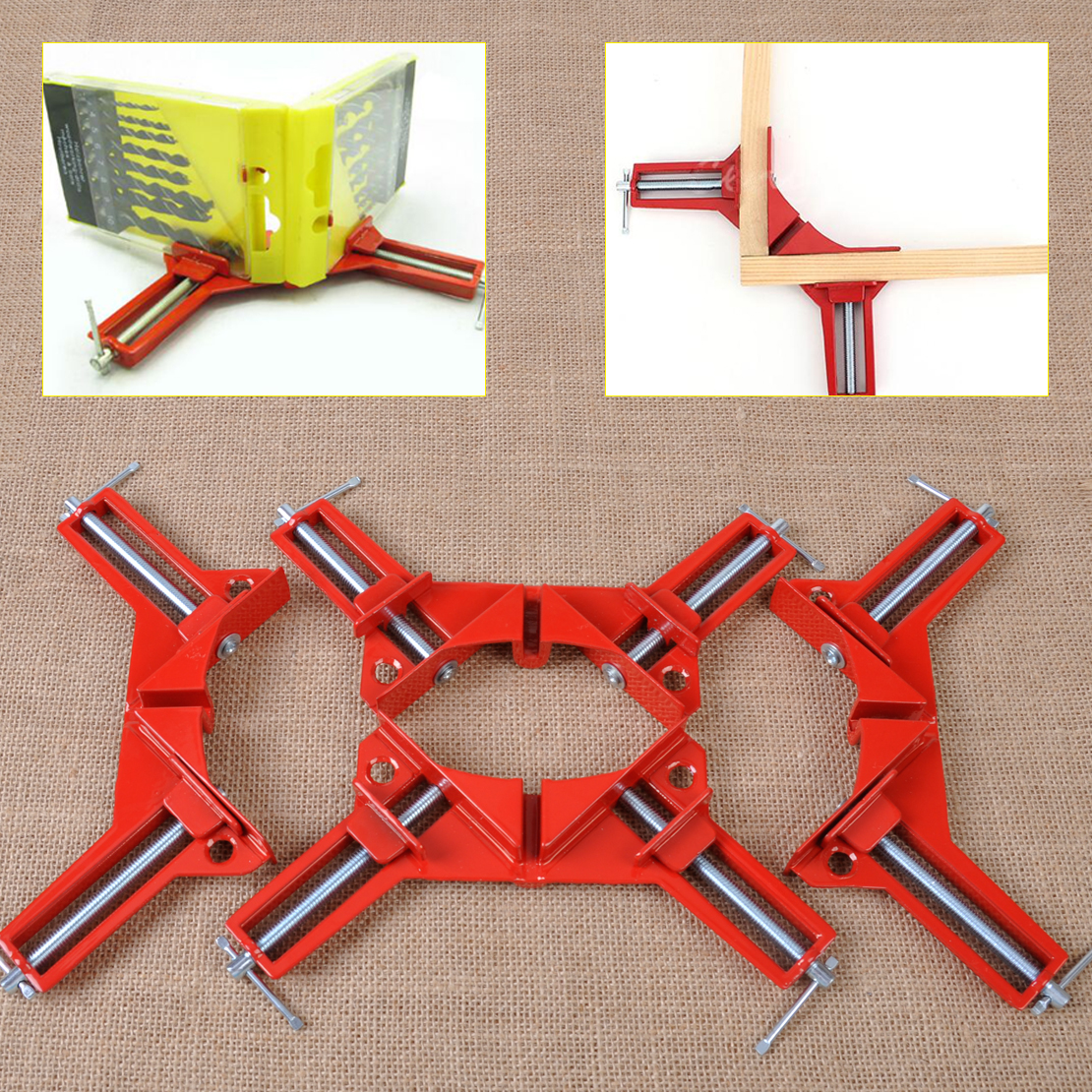 4PCS 3" Right Angle Miter Corner Picture Frame Clamp 