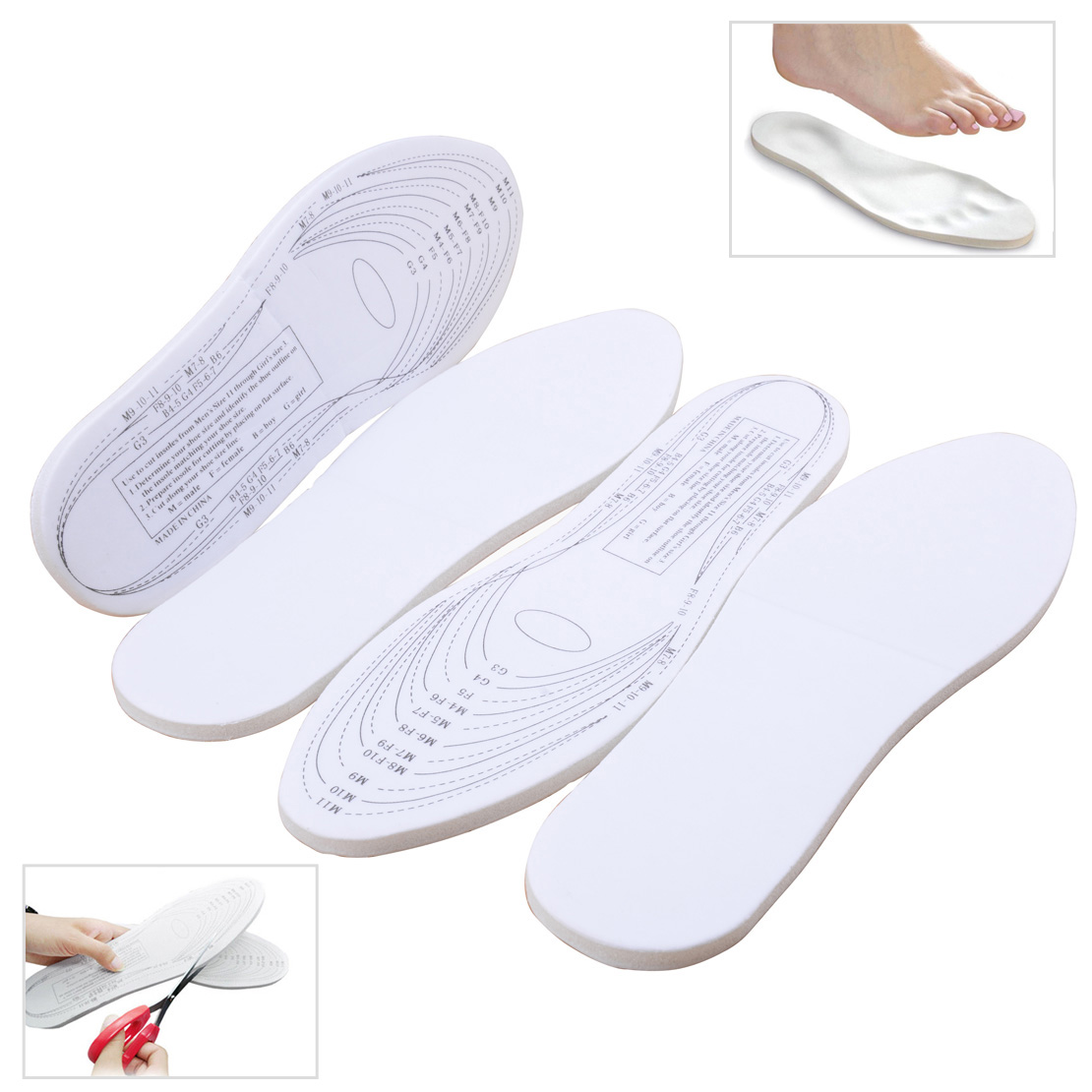 2Pair Unisex Memory Foam Insoles Shoe Trainer Foot Care Pad Comfort ...